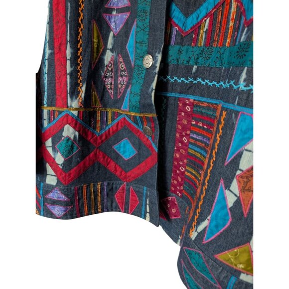 Chicos Design Jacket Large Southwest Embroidered silk applique - Picture 6 of 10